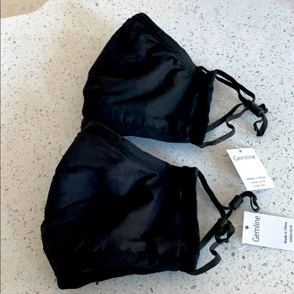 Set of 2 Black Cotton Face Masks NWT